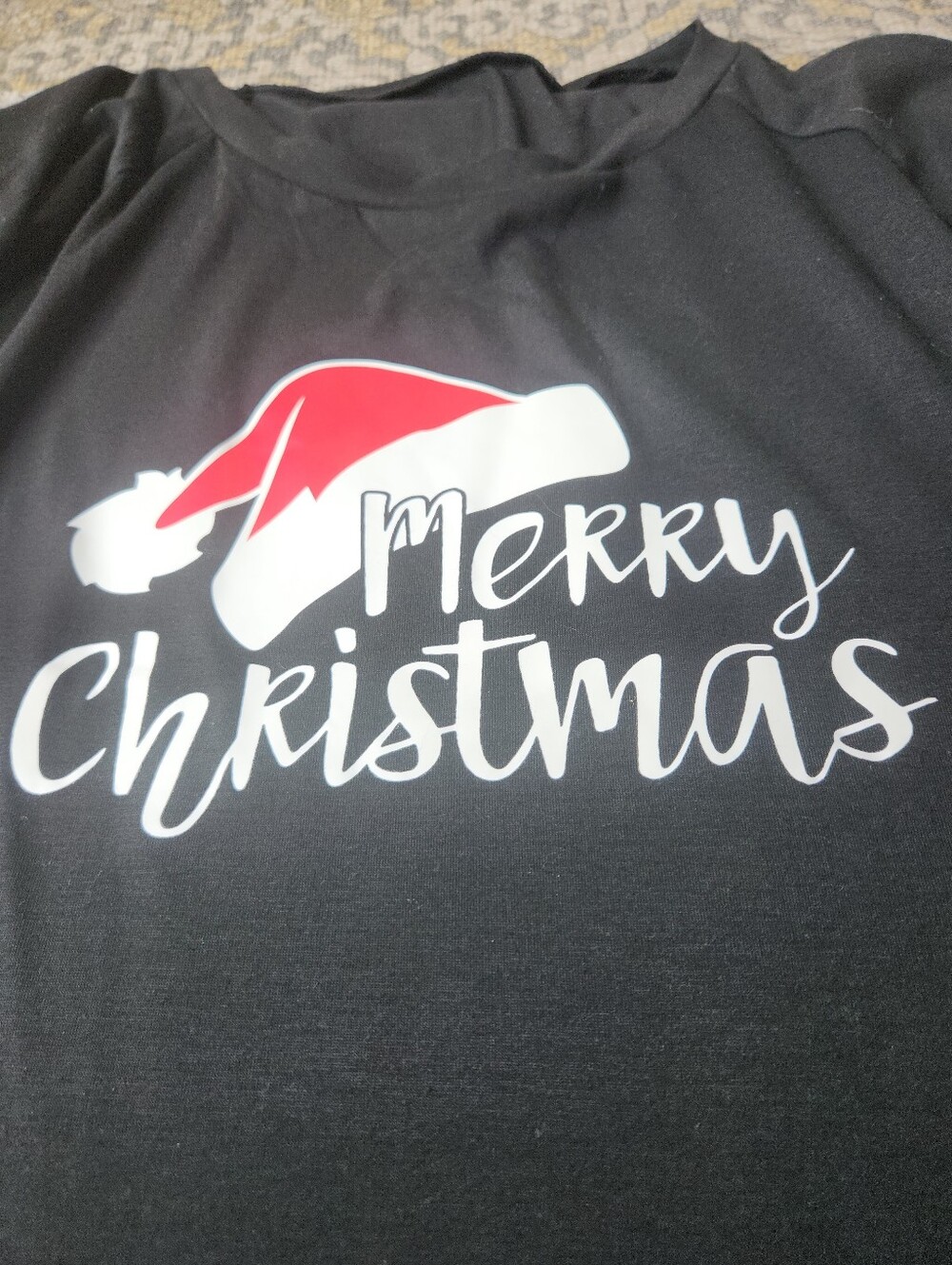 Women's Black Long Sleeve Graphic Tee "Merry Christmas" - Unknown Brand - 2XL